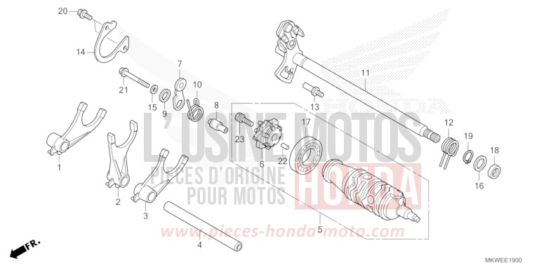 BARILLET DE SELECTION (NC750XA) de NC750X "Méca" MAT PEARL GLARE WHITE (NHB54) 2025